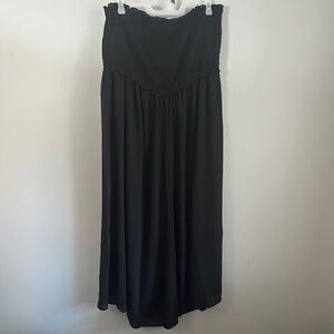 Torrid 3 black Midi Smocked Jumpsuit Coverup tube jumper wide leg 3xl 3x NWT